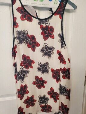 Milly Size 12 Poppy Print Tank Top with Black Accent